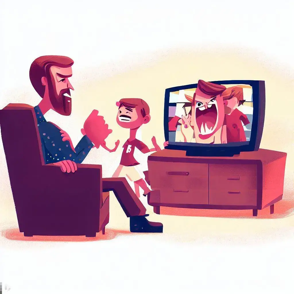 Hombre y su hijo viendo la televisión