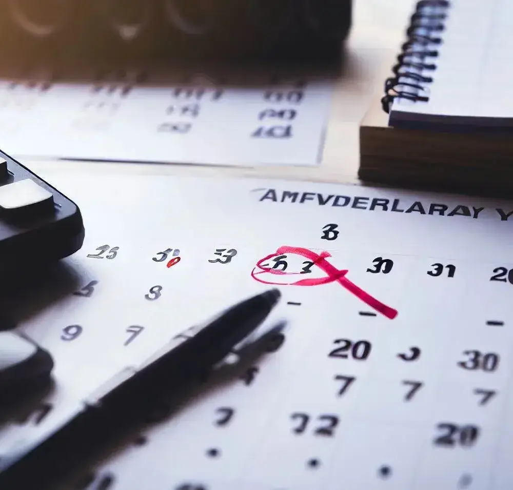 Calendario señalado en rojo